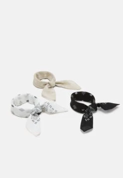 Pier One Bandana Unisex 3 Pack - Foulard - Black/White/Beige