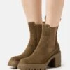 Pier One Leather - High Heeled Ankle Boots - Khaki -Modern Fashion Shop 10d4c9e105d64d04a37d36749ce2db19