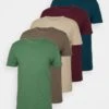 Pier One 5 Pack - Basic T-Shirt - Green/Beige/Khaki