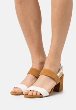 Pier One Leather- Sandals - White/Cognac