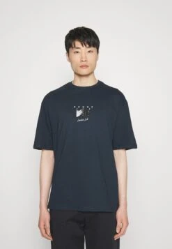 Pier One Sense Tee- Print T-Shirt - Dark Blue